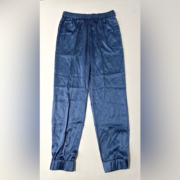 Fleur Du Mal caspian blue silk track pants with elasticized waist jogger S - Picture 4 of 8